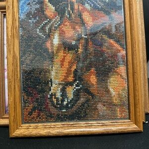 Framed Beaded Horse Artwork